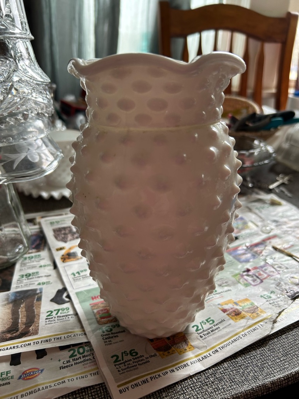 White Hobnail Glass Vase - Classic Fenton